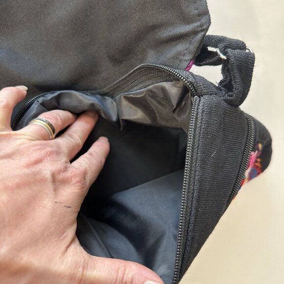 Cotton Black Crossbody Bag Multicolor Geometric Adjustable Strap Guatemalan - Picture 6 of 7